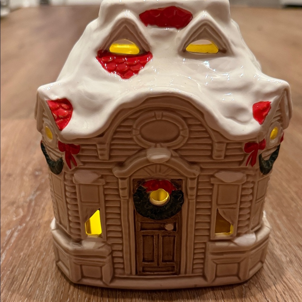 Vintage Fitz and Floyd Festive Christmas Votive Candle Holder House 1978